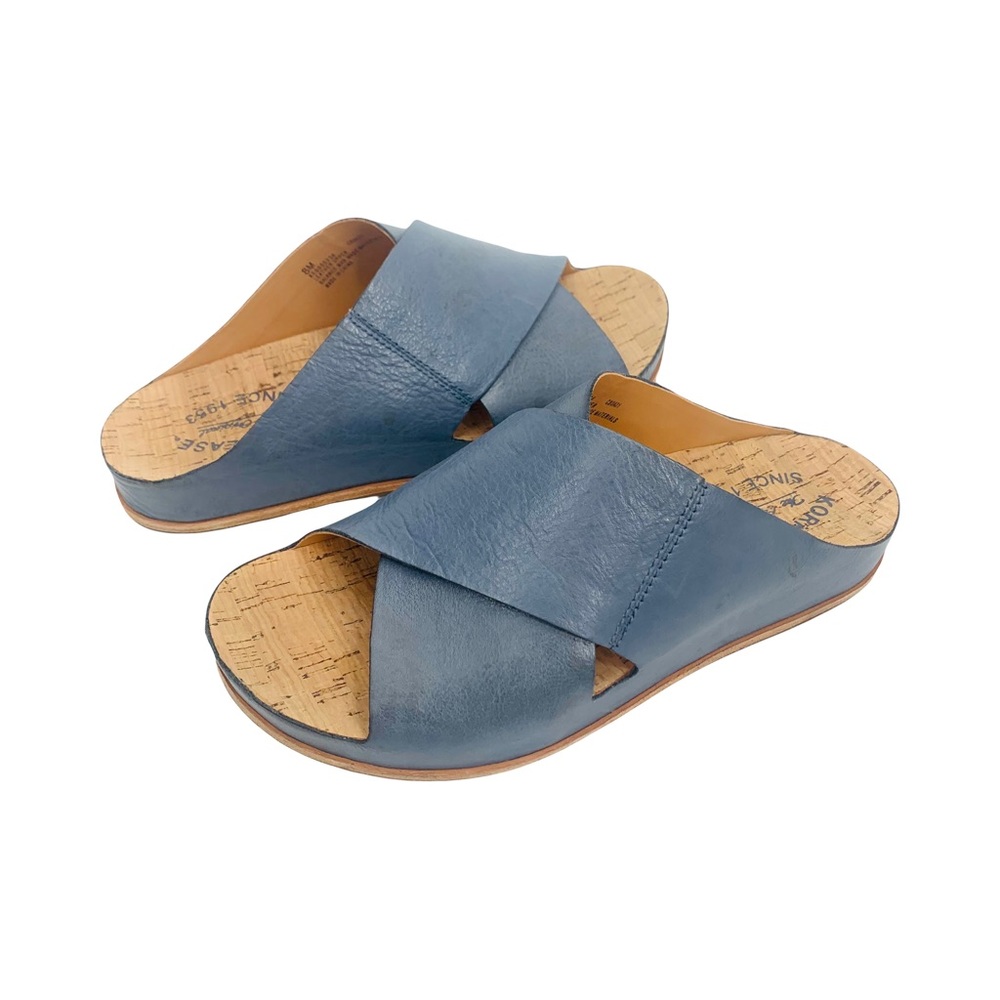 Kork-Ease Navy Blue Leather Tutsi Cross Band Slip On Sandals Size 8